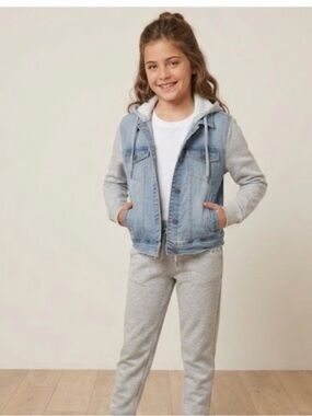 Wax Kids Denim/Sweatshirt Hooded Jacket, size L